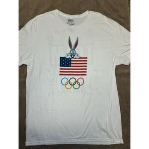 Looney Tunes Team USA Win The Gold Olympic T-shirt Men's Size Large Bugs Bunny